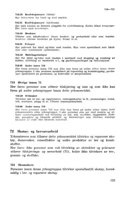 Nordisk yrkesklassifisering, 1964 Standard for yrkesgruppering i ...