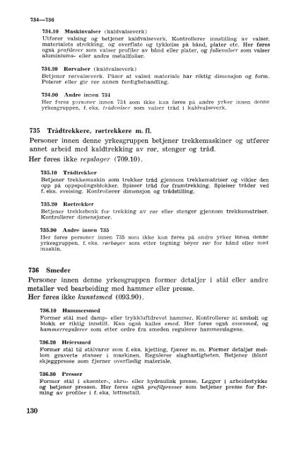 Nordisk yrkesklassifisering, 1964 Standard for yrkesgruppering i ...