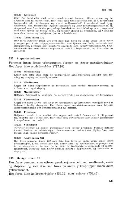 Nordisk yrkesklassifisering, 1964 Standard for yrkesgruppering i ...