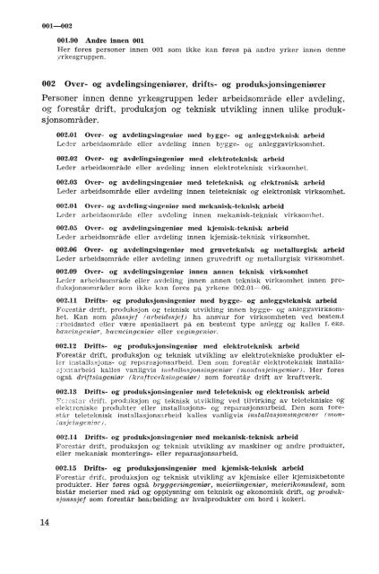 Nordisk yrkesklassifisering, 1964 Standard for yrkesgruppering i ...