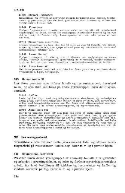 Nordisk yrkesklassifisering, 1964 Standard for yrkesgruppering i ...