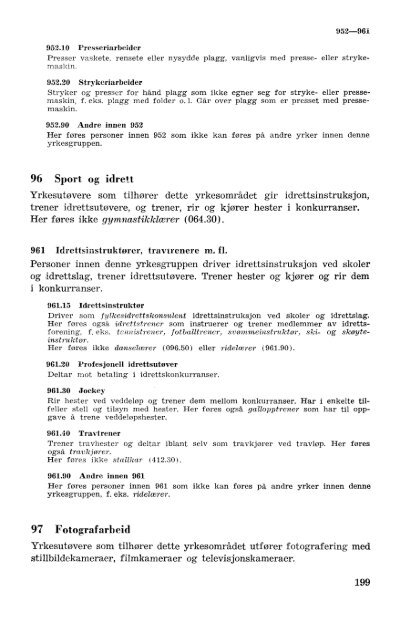 Nordisk yrkesklassifisering, 1964 Standard for yrkesgruppering i ...