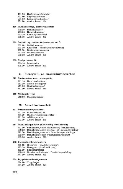 Nordisk yrkesklassifisering, 1964 Standard for yrkesgruppering i ...