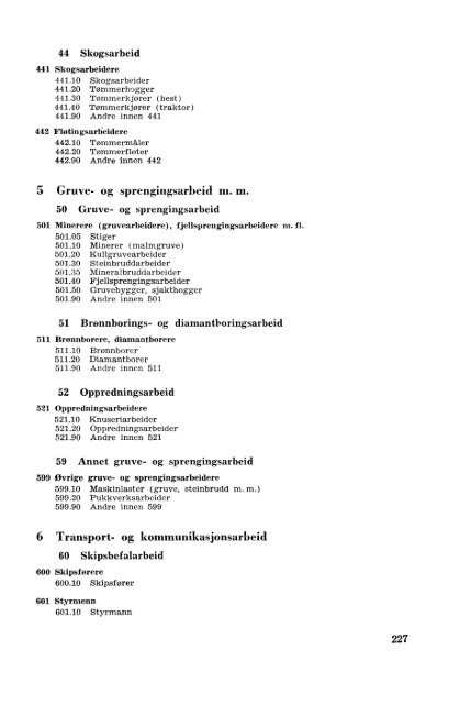 Nordisk yrkesklassifisering, 1964 Standard for yrkesgruppering i ...