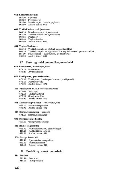 Nordisk yrkesklassifisering, 1964 Standard for yrkesgruppering i ...