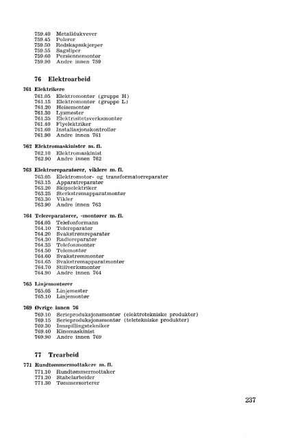 Nordisk yrkesklassifisering, 1964 Standard for yrkesgruppering i ...