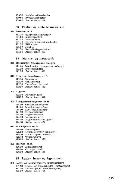 Nordisk yrkesklassifisering, 1964 Standard for yrkesgruppering i ...