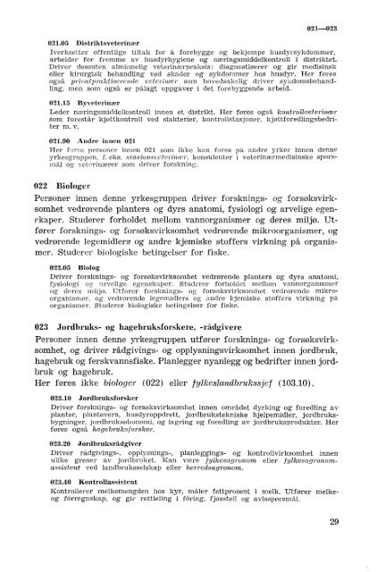 Nordisk yrkesklassifisering, 1964 Standard for yrkesgruppering i ...