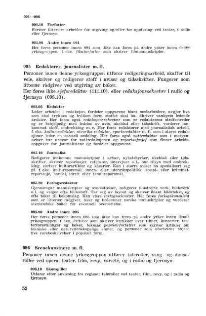 Nordisk yrkesklassifisering, 1964 Standard for yrkesgruppering i ...