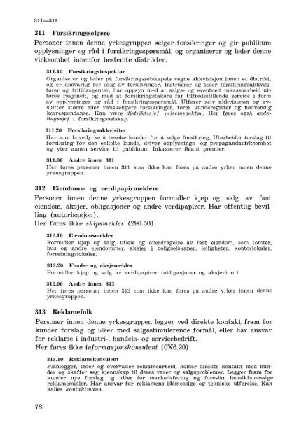 Nordisk yrkesklassifisering, 1964 Standard for yrkesgruppering i ...