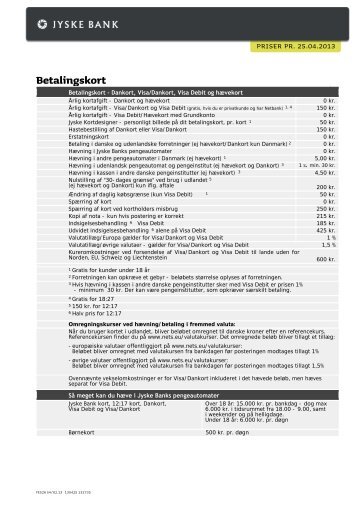 Betalingskort [PDF] - Jyske Bank