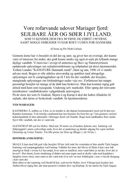 sejlbare søer og vandløb i jylland, som vi kender dem, samt nogle ...