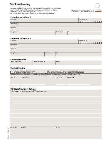 Samlivserklæring - Personregistrering.dk