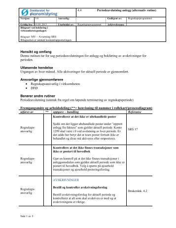 4.4 Periodeavslutning anlegg - alternativ rutine