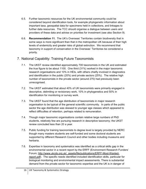 Developing a National Strategy in Taxonomy & Systematics (168KB)