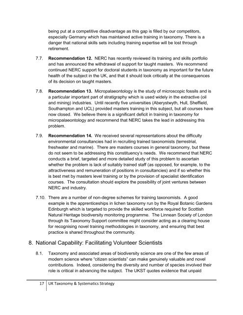 Developing a National Strategy in Taxonomy & Systematics (168KB)