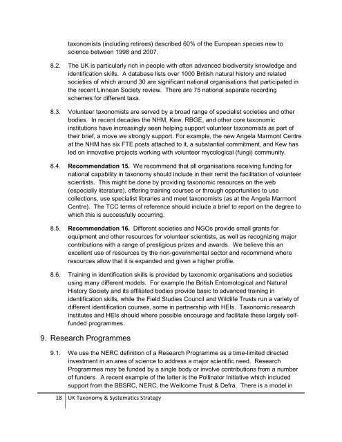 Developing a National Strategy in Taxonomy & Systematics (168KB)