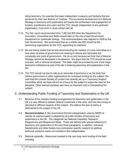 Developing a National Strategy in Taxonomy & Systematics (168KB)