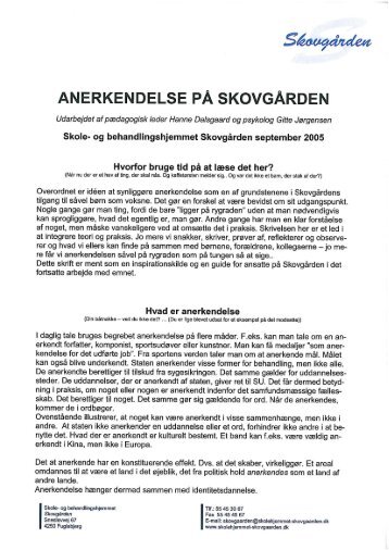 Anerkendelse på Skovgården af forstander Hanne Dalsgaard og ...