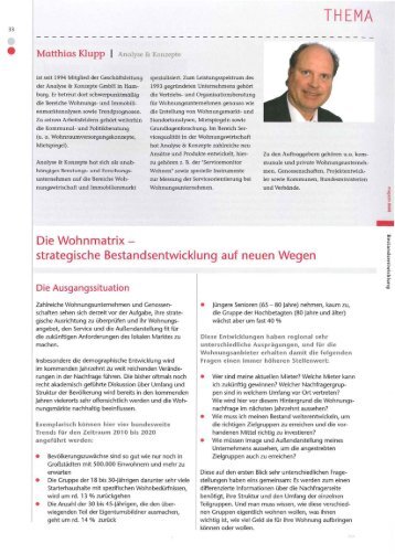 Die Wohnmatrix - strategische ... - Analyse & Konzepte