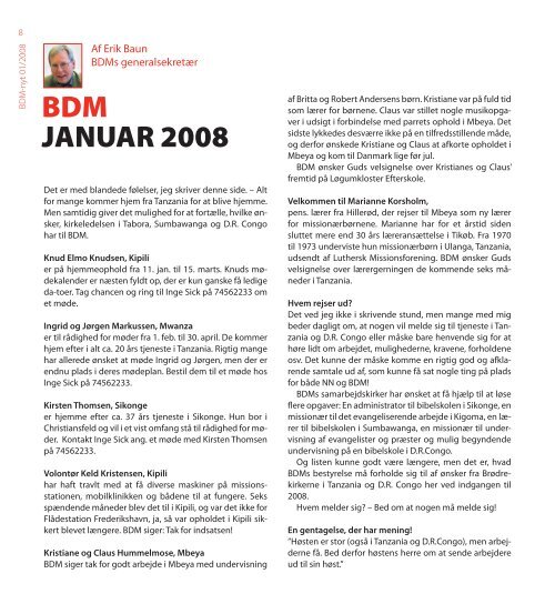 bdm 01/2008 165. årgang - Brødremenighedens Danske Mission