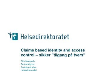 Claims based Identity and access control