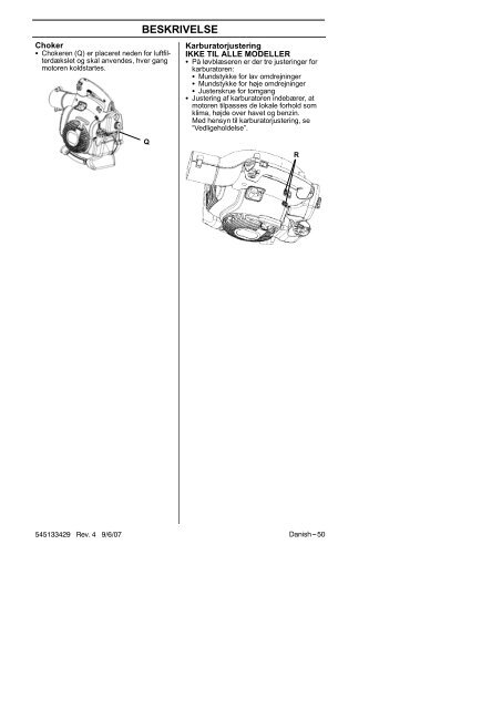 OM, 125 B, 125 B X-series, 125 BV X-series, 2007-11 - Husqvarna