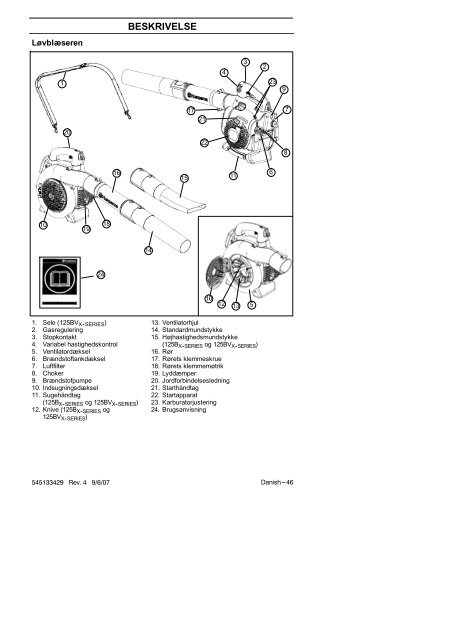 OM, 125 B, 125 B X-series, 125 BV X-series, 2007-11 - Husqvarna