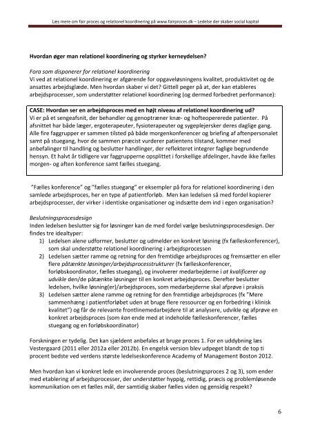 Relationel koordinering - en teoretisk introduktion - fair proces