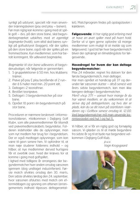 DEJBJERG GOLF KLUB · Nr. 1 · Marts 2011 · 41. årgang