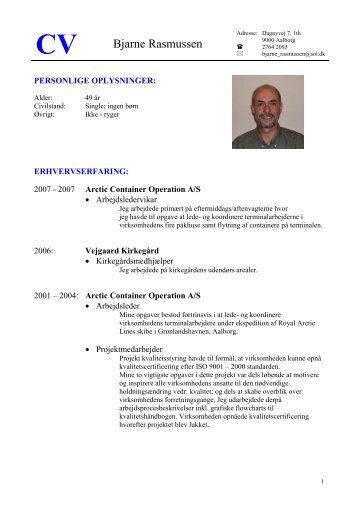 Læs Bjarne Rasmussens CV før - Jobindex