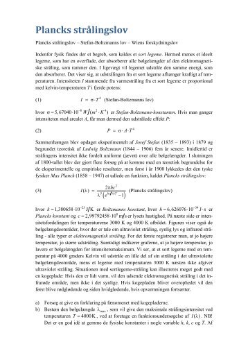 Plancks strålingslov - matematikfysik