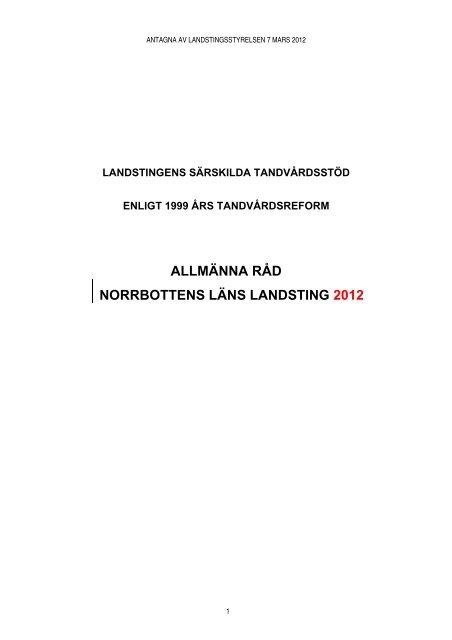 allmänna råd - Norrbottens läns landsting
