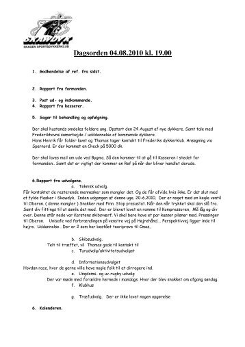 Referat af bestyrelsesmøde den 04.08.2010 - Skawdyk