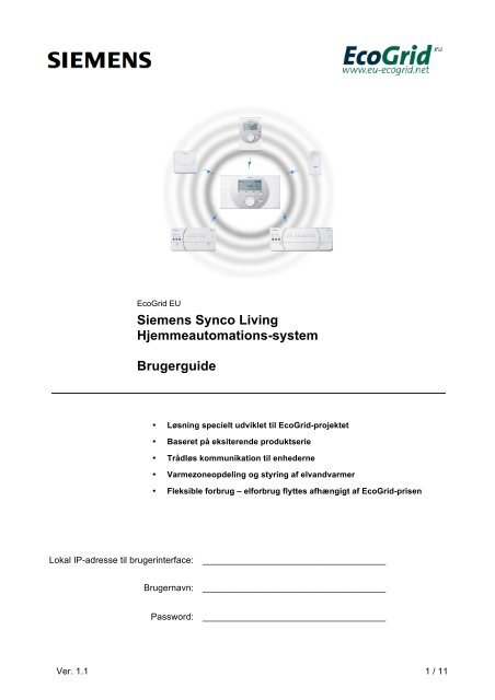 Siemens Synco Living Hjemmeautomations-system Brugerguide
