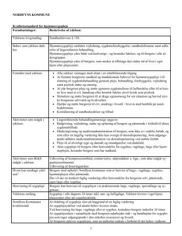 Kvalitetsstandard - generel sygepleje - Nordfyns Kommune