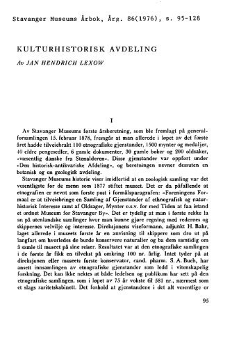Kulturhistorisk avdeling” (lenke til PDF-fil - Museum Stavanger