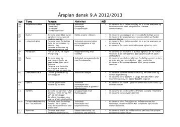 Årsplan dansk 9.A 2012/2013 - Gribskov Efterskole
