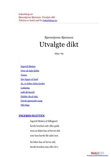 bokselskap.no Bjørnstjerne Bjørnson: Utvalgte dikt