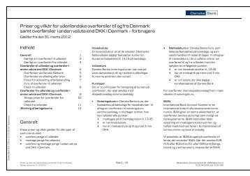 Priser og vilkår for udenlandske overførsler til og fra ... - Danske Bank