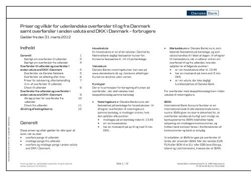 Priser og vilkår for udenlandske overførsler til og fra ... - Danske Bank