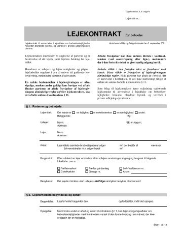 standard lejekontrakt - Boligportal.dk
