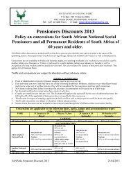 Pensioner's Discounts 2013 - SANParks