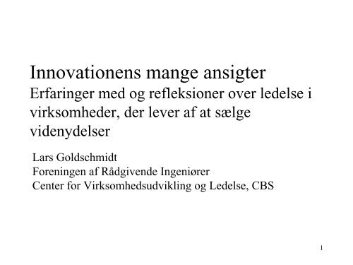 Innovationsledelse set gennem globale briller - Det Danske ...