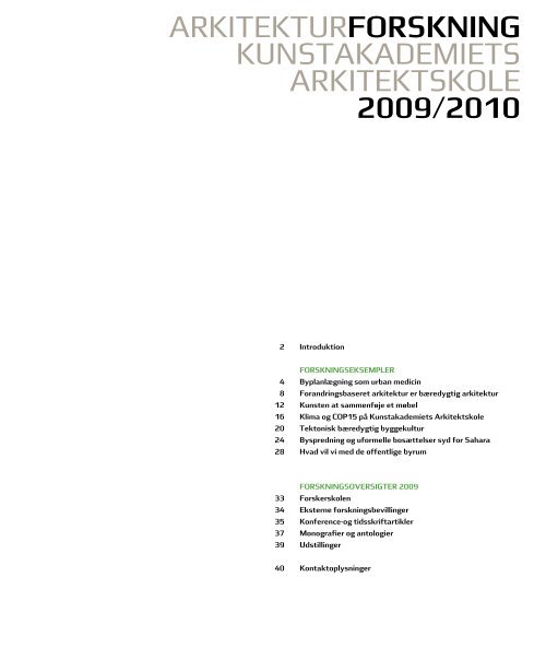 arkitekturforskning kunstakademiets arkitektskole 2009/2010