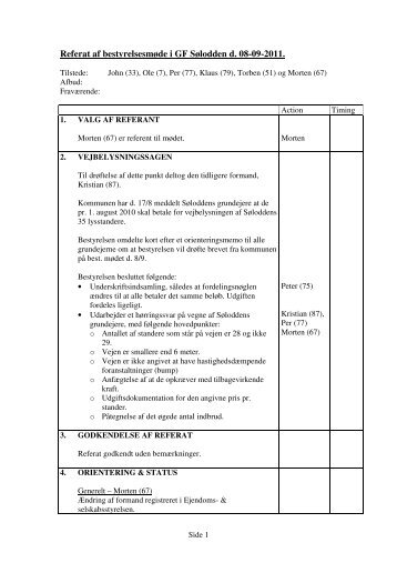 Referat fra bestyrelsesmøde d. 8/9-2011 - Grundejerforeningen ...