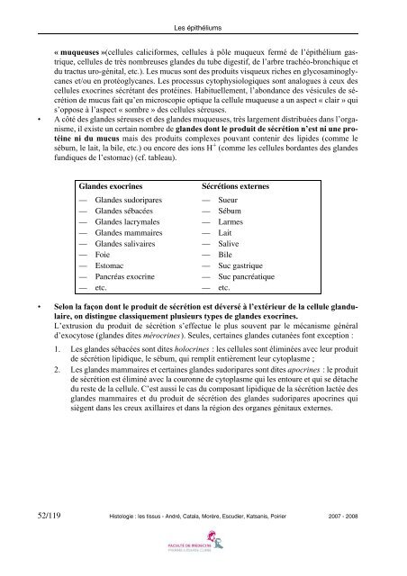 Histologie : les tissus - Faculté de médecine Pierre et Marie Curie ...