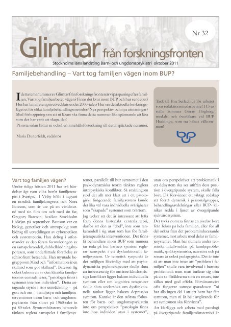 Glimtar från forskningsfronten nr .32.pdf - BUP