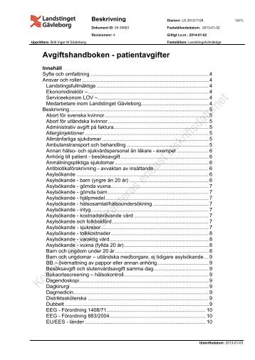 Avgiftshandboken - patientavgifter - 1177.se
