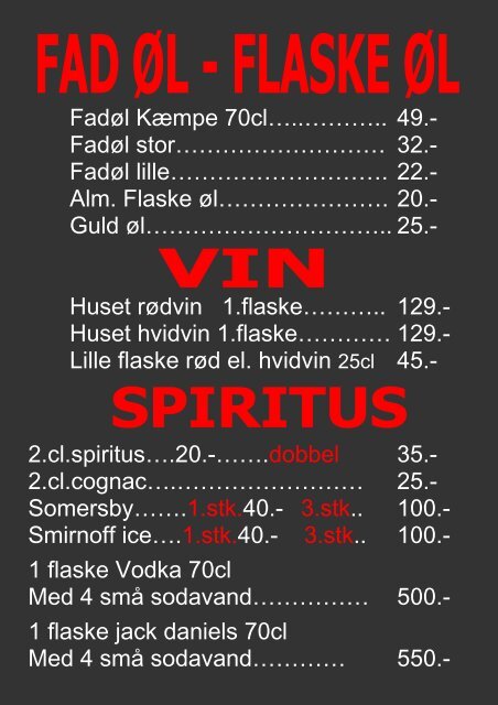 Menukort 2012